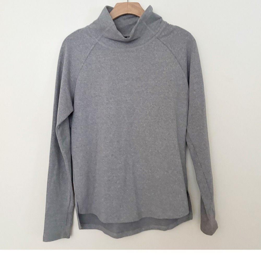 Etonic Pullover Womens Small Gray Mock Neck Long Sleeve Thumbhole Active Top
